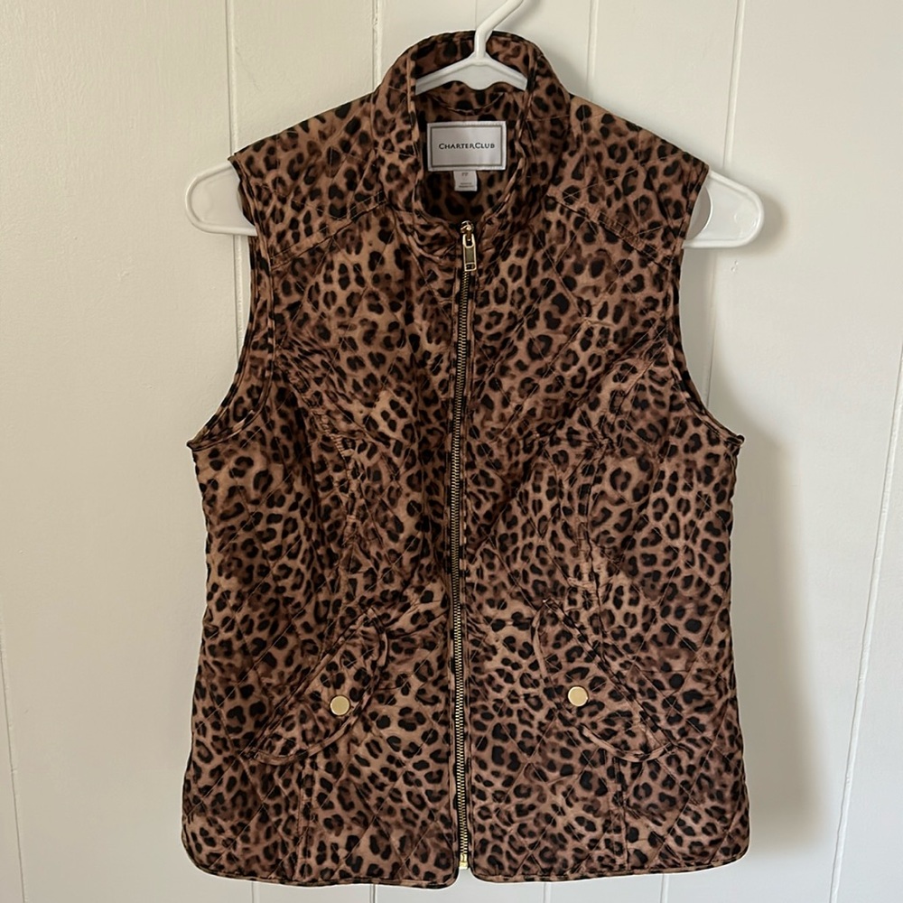 CHARTER CLUB leopard print vest PP